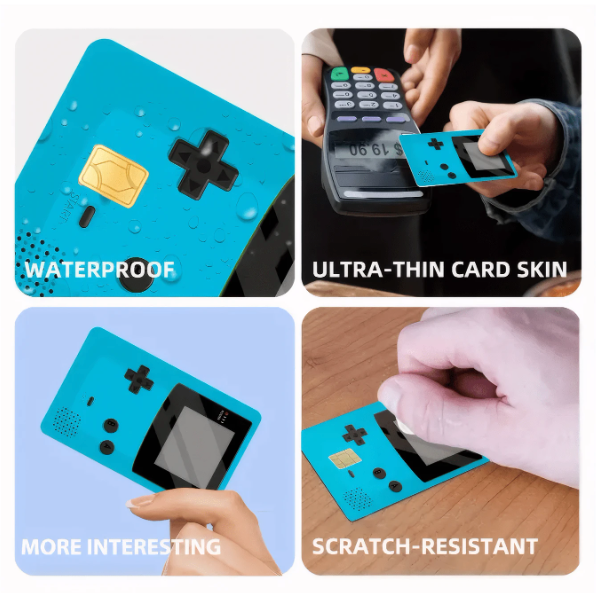 Kreditkarten Aufkleber „Handheld Retro Konsole“ – Game Boy Blue Edition